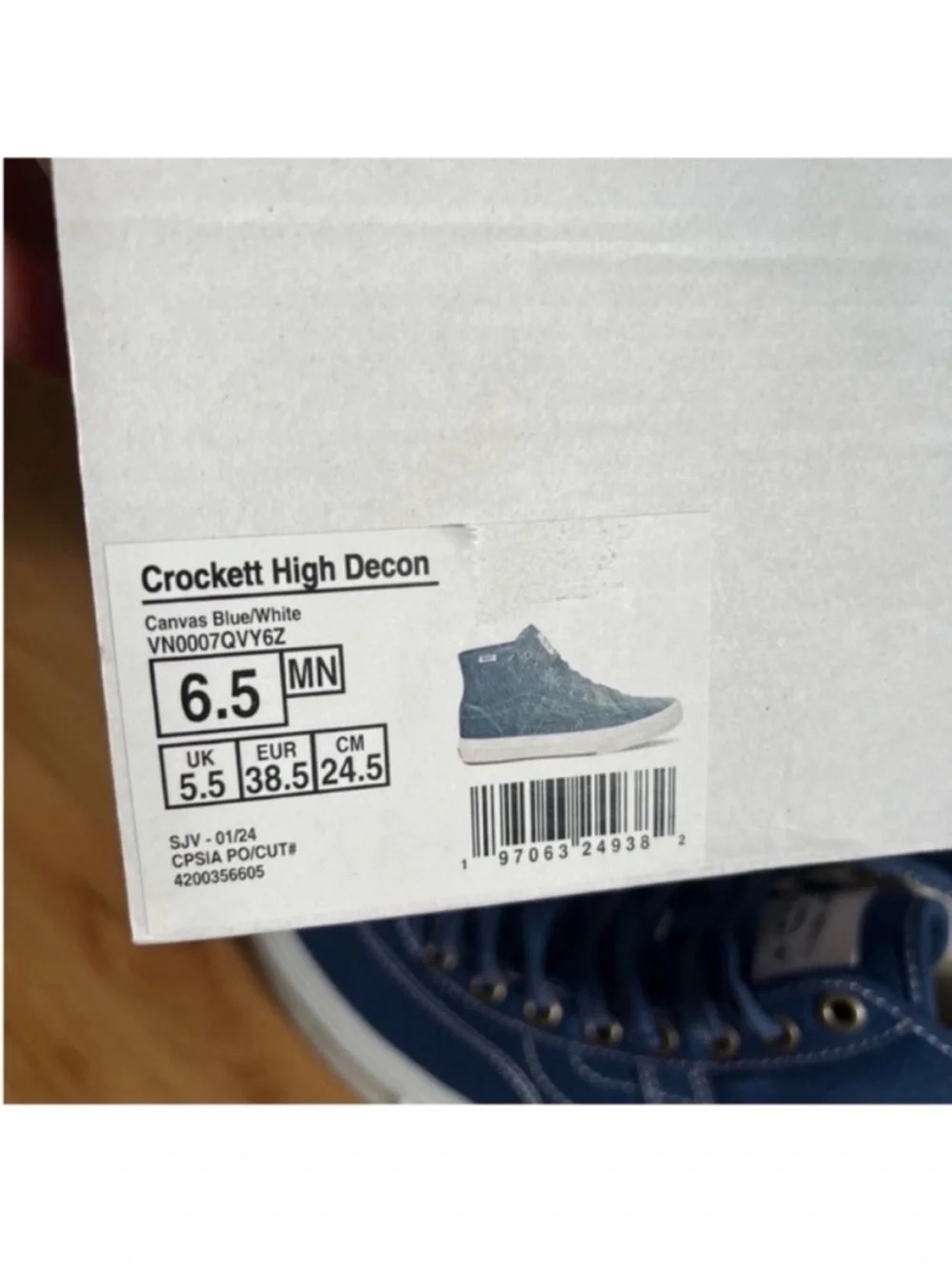 Vans Crockett High Decon Canvas Shoe Women Size 8.0 US Mens Size 6.5 US